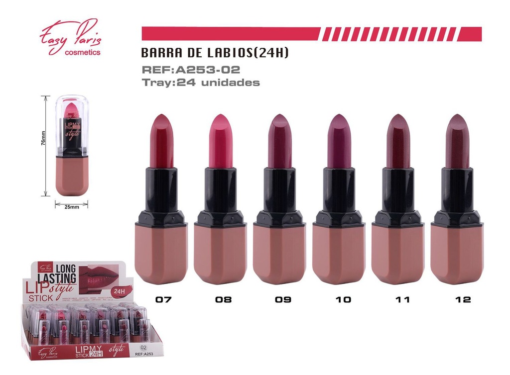  Barra de Labios Fijo 24h 24u - Labios duraderos y maquillaje