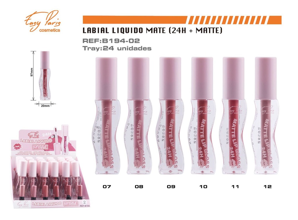  Líquido Labial Mate Fijo 24u - Brillo labial duradero y mate