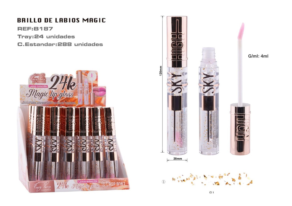  Brillo Labial Magic Gold Hidratante 24u - Labios brillantes y maquillaje