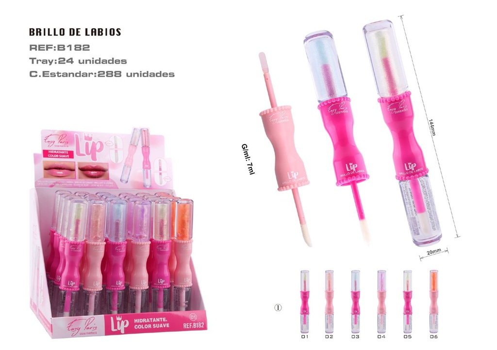  Brillo Labial Duo + Hidratación 24u - Labios voluminosos y cuidados