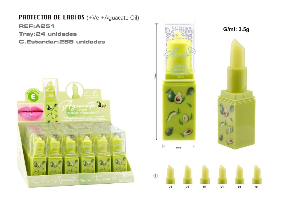 Protector Labial Aguacate 24u - Hidratación y protección labial