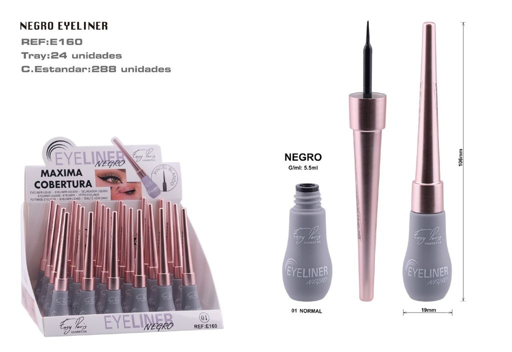  Eyeliner Líquido Negro 24u - Maquillaje y delineadores de ojos