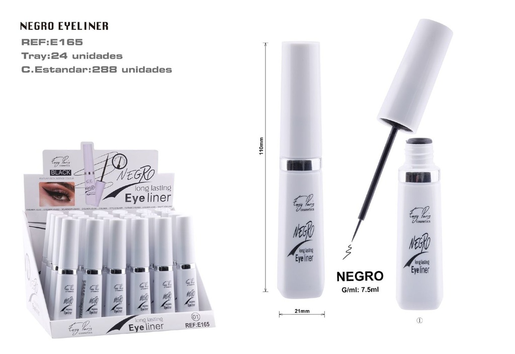  Eyeliner Líquido Negro 24u - Maquillaje y delineadores de ojos