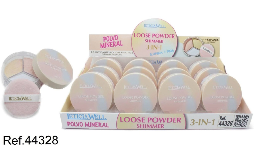 Polvo Mineral 3 en 1 12u 44328 - Maquillaje y polvos
