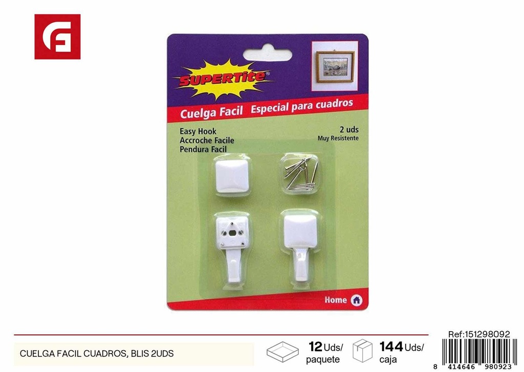 Cuelga fácil para cuadros 2 unidades - Accesorios de decoración