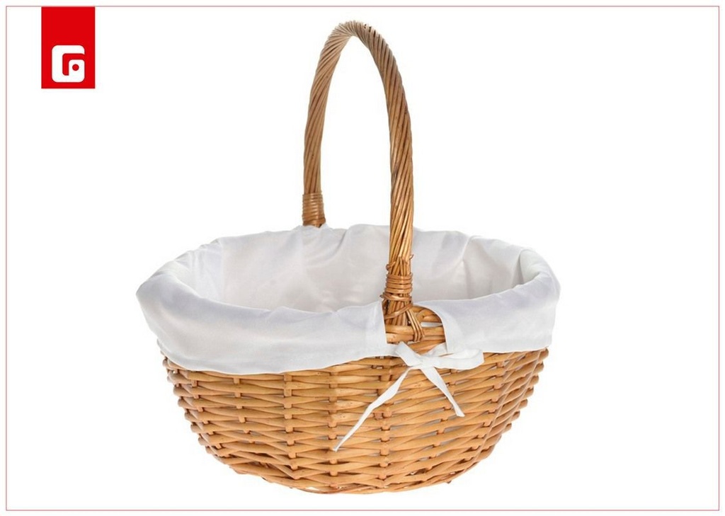 Cesta redonda color miel con forro - Accesorio de decoración