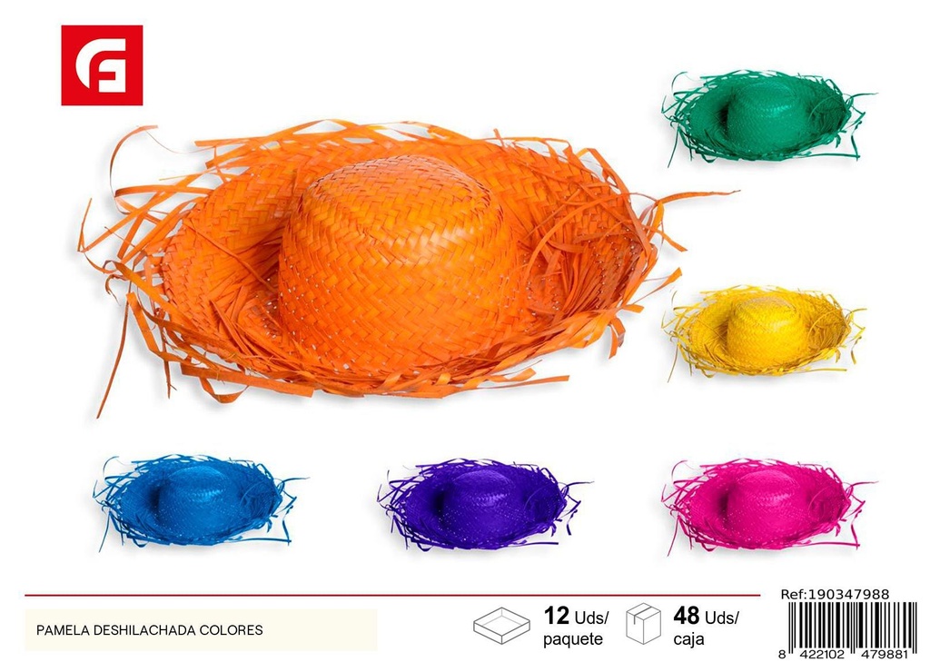 Pamela deshilachada colores - Sombreros de moda de verano