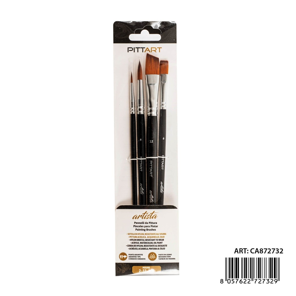 Set de pinceles artista 4 pzas (N.2-12-8-6) - Manualidades y artículos de arte