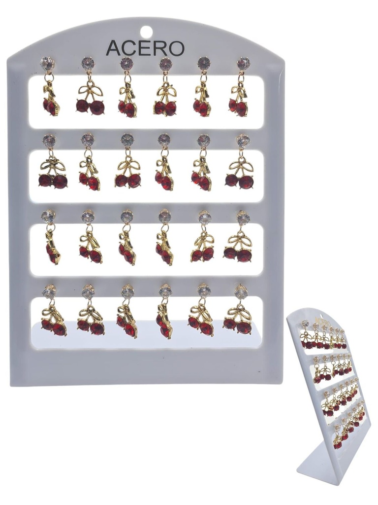 Pendientes de Acero Cereza 12 piezas ED-076 - Joyería