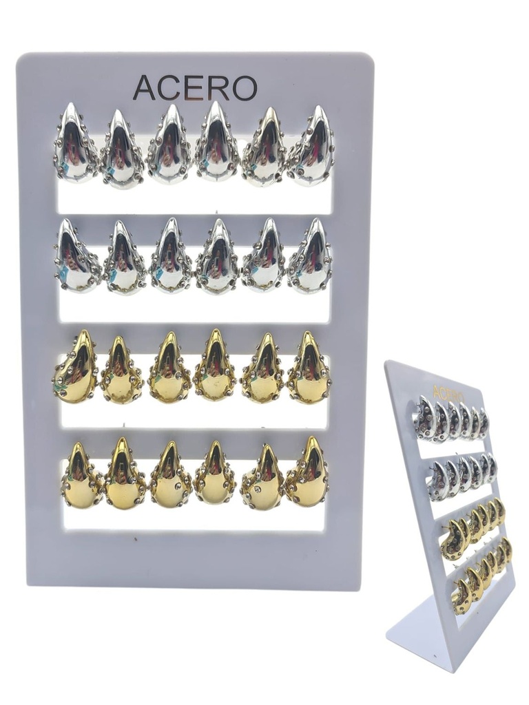 Pendientes de Acero 12 piezas ED-0799 - Joyería