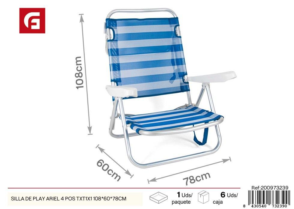 Silla de play Ariel 4 posiciones 108*60*78 cm - Muebles para la playa
