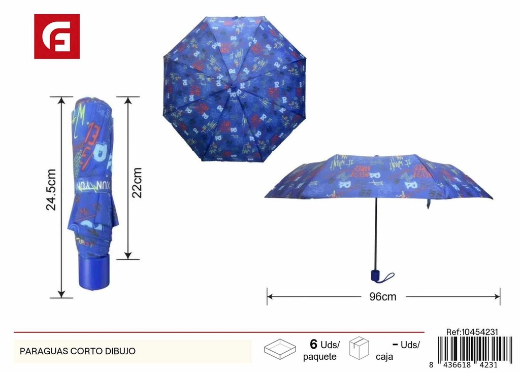 Paraguas corto dibujo - Artículos de lluvia y paraguas