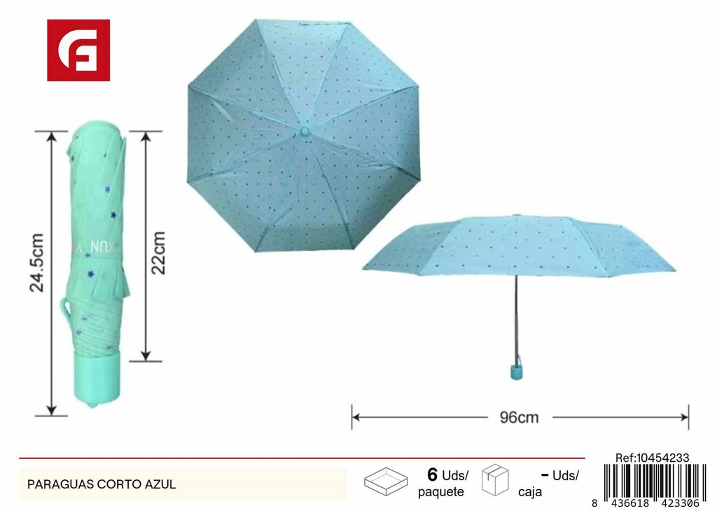 Paraguas corto azul - Artículos de lluvia y paraguas