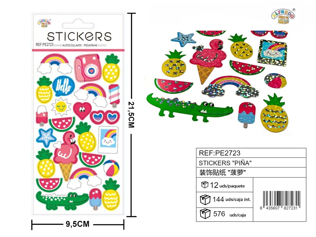 Stickers "Piña" 9.5x21.5 cm - Accesorios y manualidades