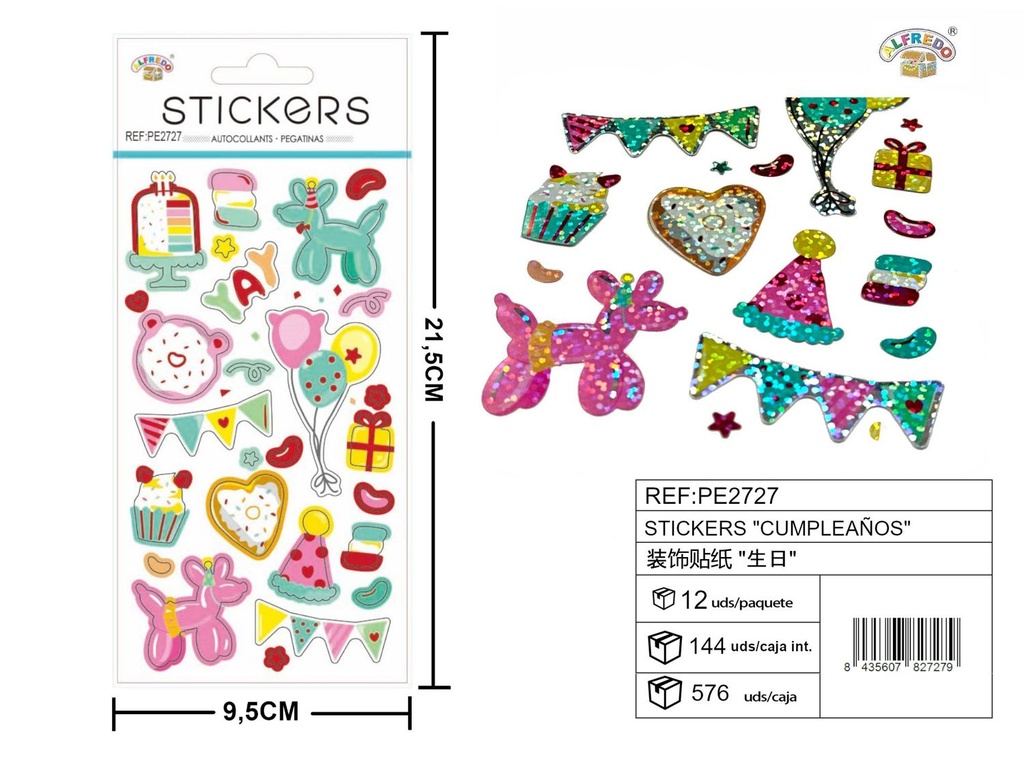 Stickers "Cumpleaños" 9.5x21.5 cm - Accesorios y manualidades