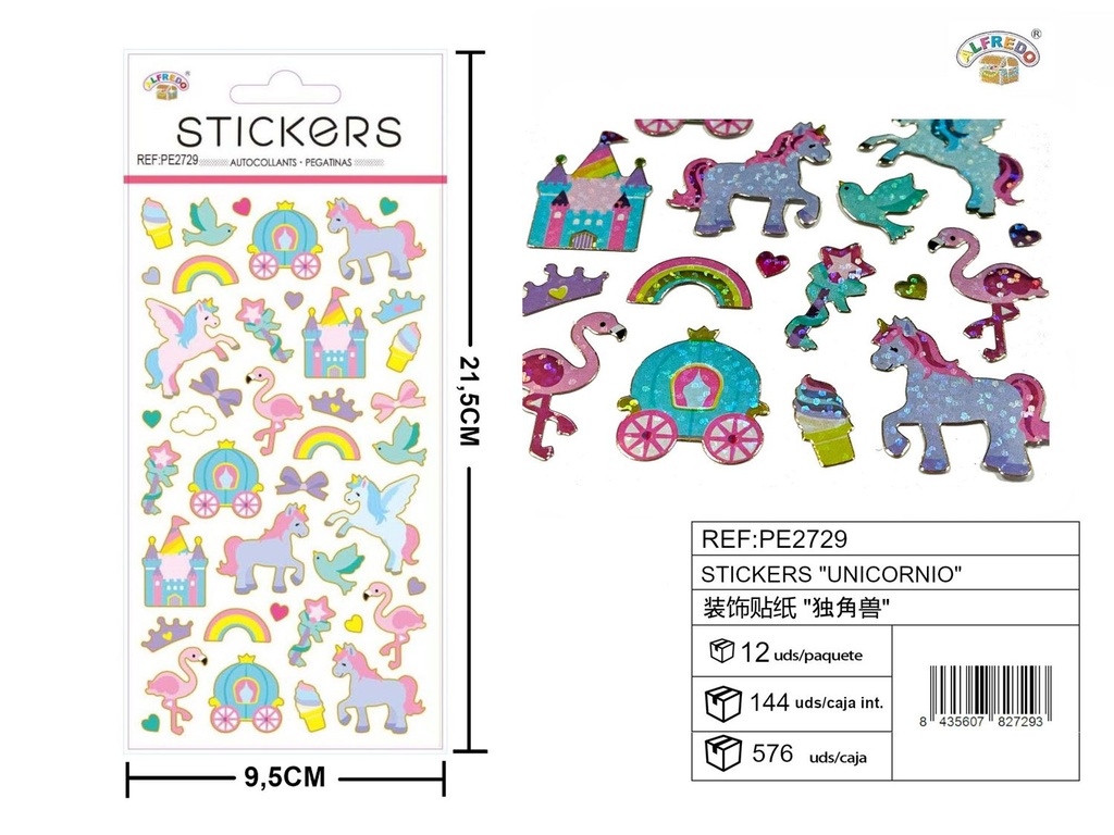 Stickers "Unicornio" 9.5x21.5 cm - Accesorios y manualidades