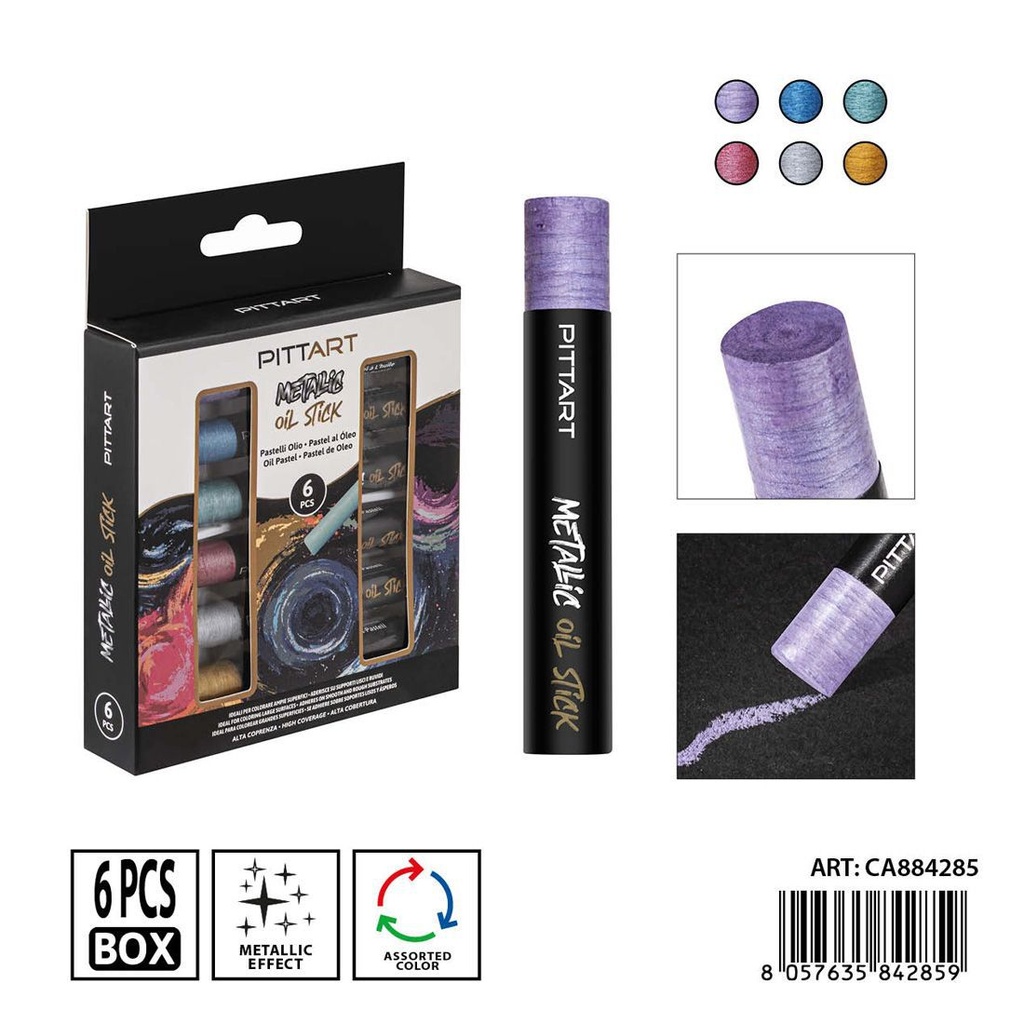 Barras de pasteles al óleo color metalizado 6 piezas - Material de arte y manualidades