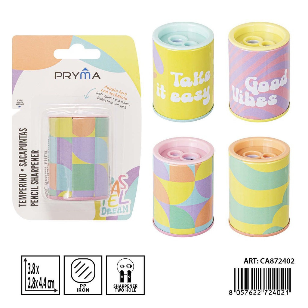Sacapuntas doble con depósito 3.8x2.8x4.4 cm - Accesorios de papelería