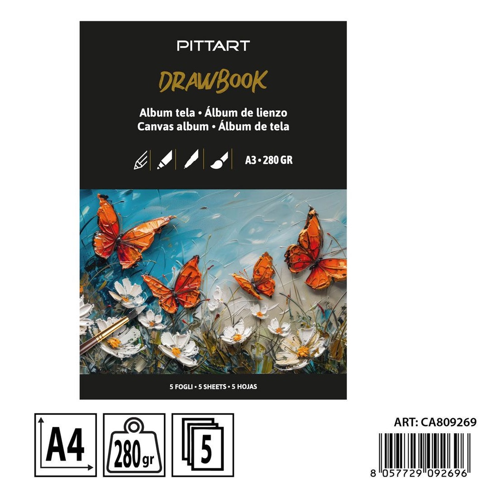 Cuaderno de dibujo lienzo A4 8 hojas - Material de arte y dibujo