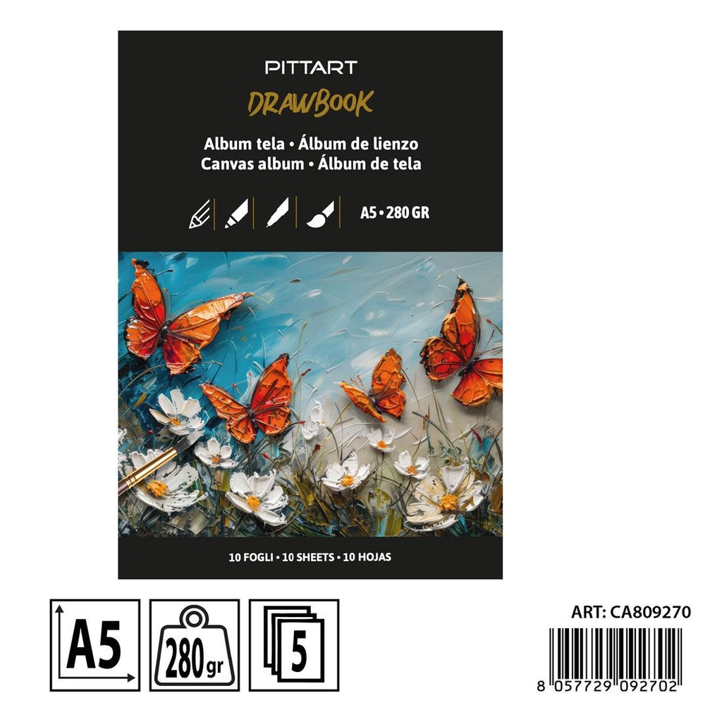 Cuaderno de dibujo lienzo A5 10 hojas - Material de arte y dibujo