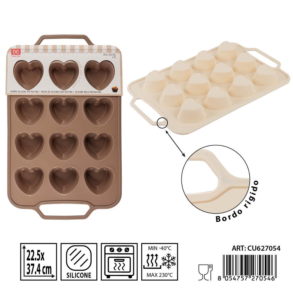 Molde de silicona para corazones 12x22.5x37.4 cm - Utensilios de repostería