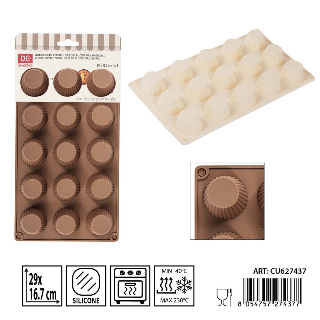 Molde de silicona para magdalenas 29x16.7x2.5 cm - Utensilios de repostería y moldes para hornear