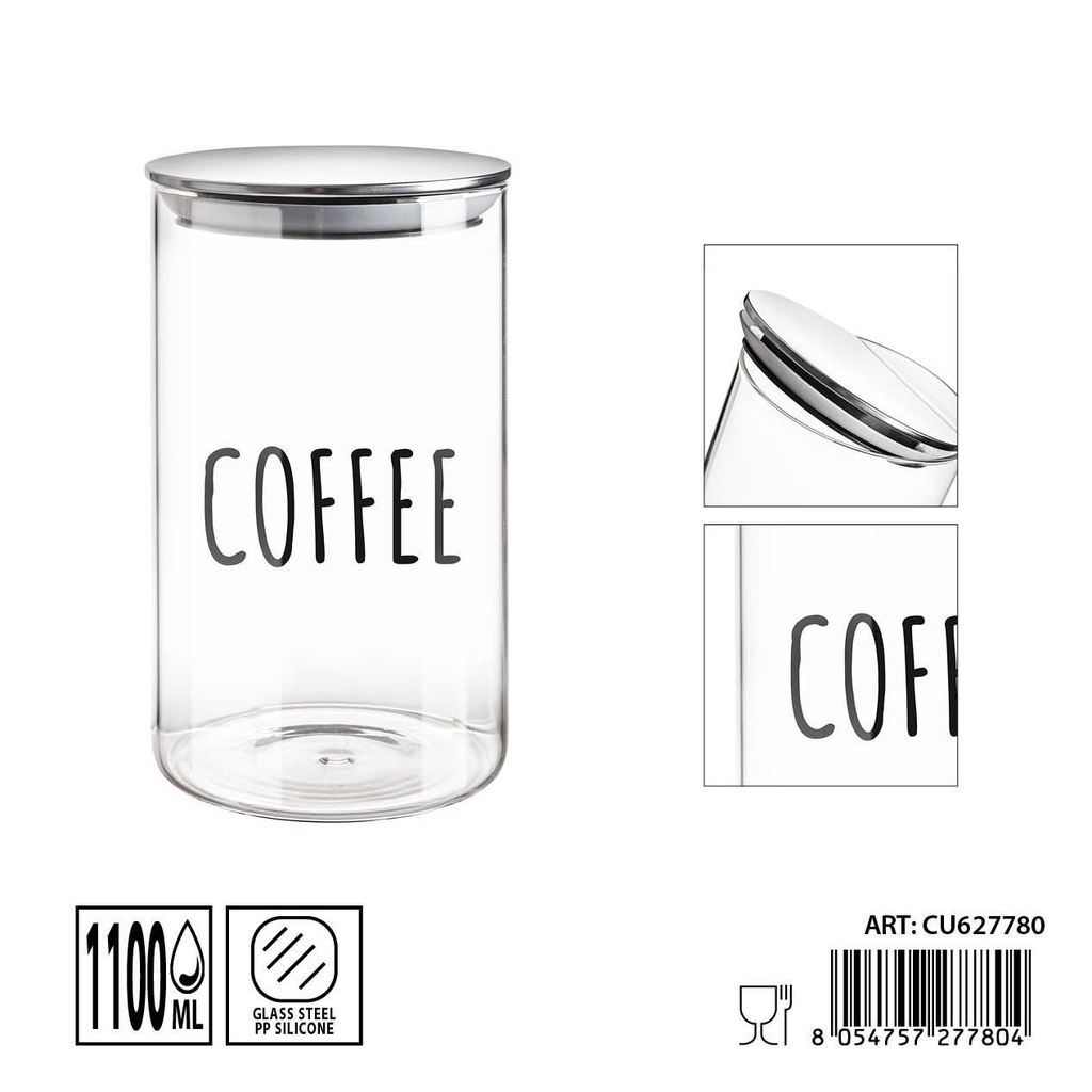 Tarro de cristal con tapa 10x17.5 cm 1100 ml - Accesorios de almacenamiento en cocina