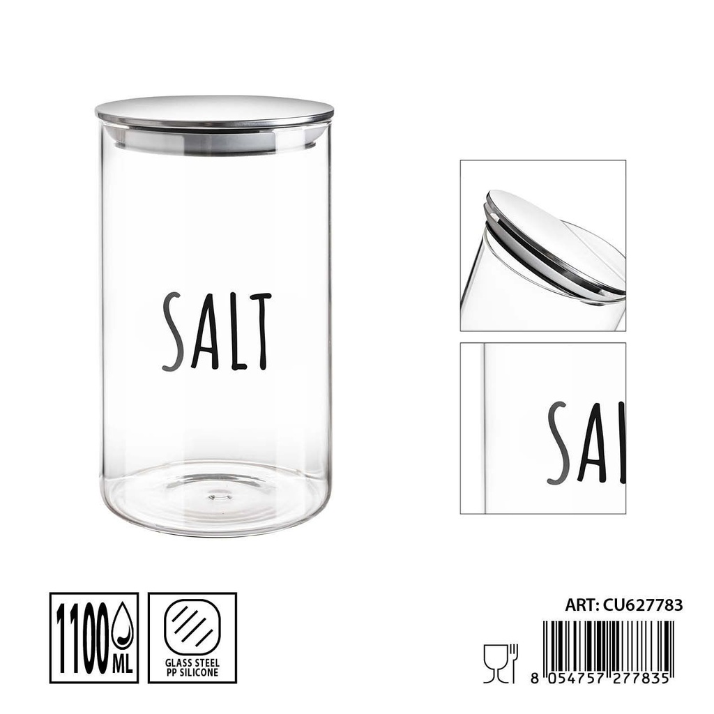 Tarro de cristal con tapa 1.1 L 10x17.5 cm - Contenedores de almacenamiento de alimentos