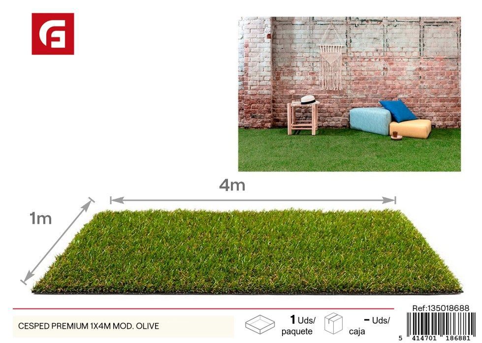 Césped premium 1x4 m modelo olive - Jardín