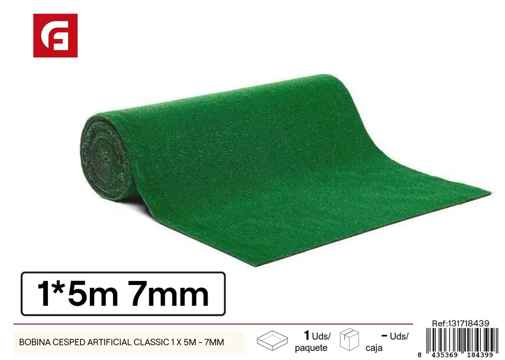 Bobina césped artificial Classic 1 x 5m - Grosor 7mm