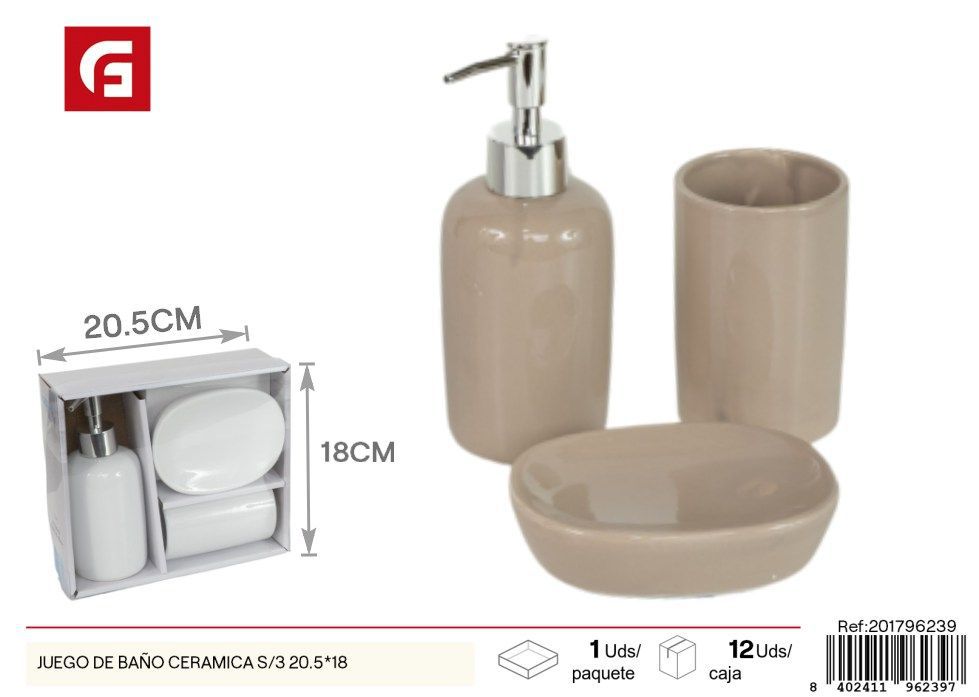 Juego de baño cerámica S/3 20.5*18 - Accesorios de baño decorativos