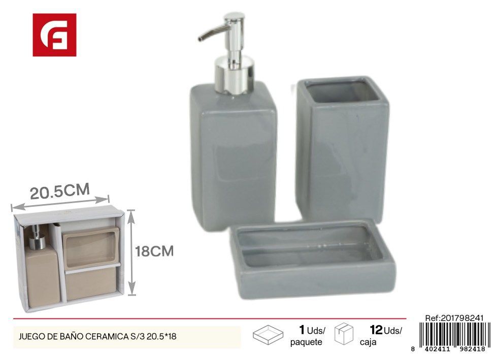 Juego de baño cerámica S/3 20.5*18 - Accesorios de baño decorativos