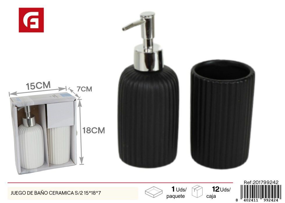 Set de baño de cerámica de 2 piezas 15x18x7 cm - Decoración para baño