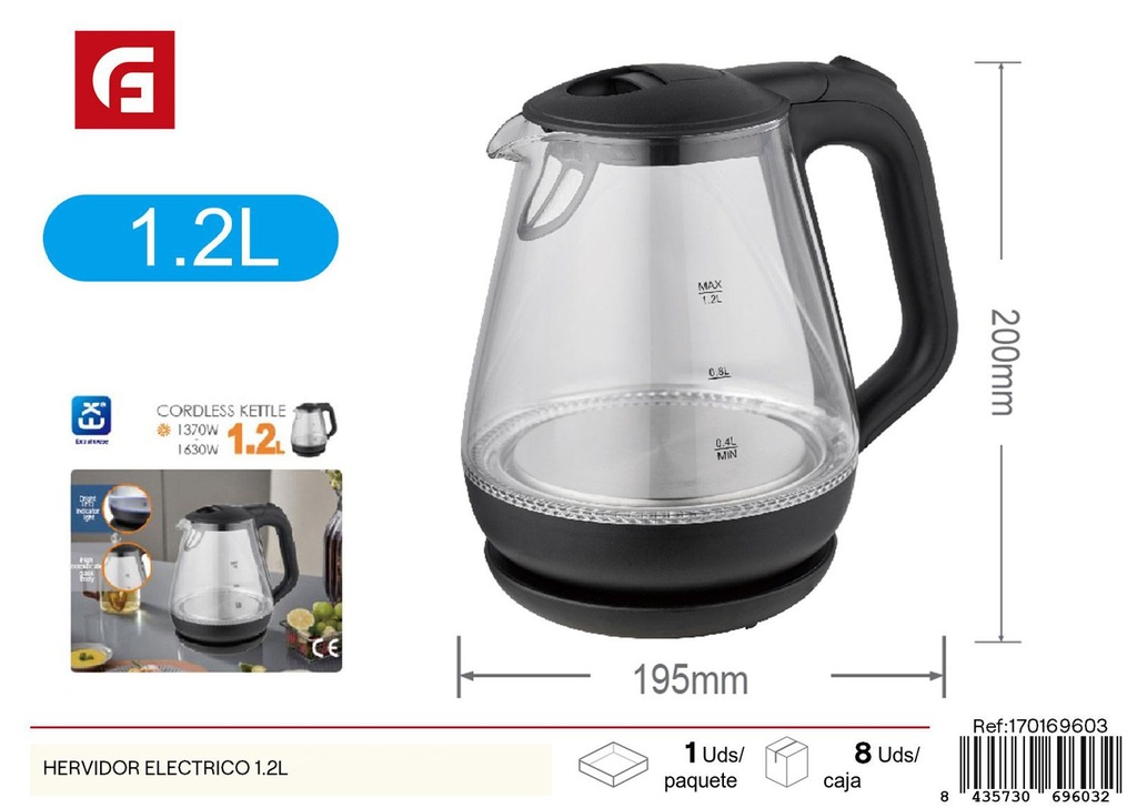 Hervidor eléctrico 1.2 litros - Accesorios de cocina y hervidores
