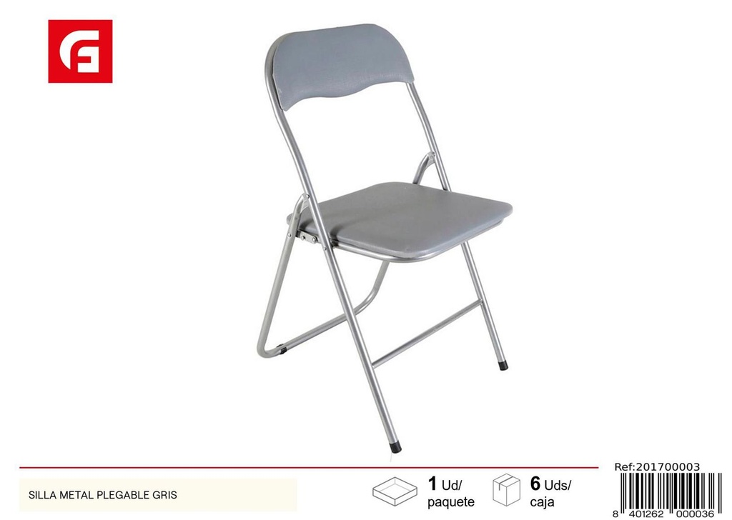 Silla plegable de metal gris - Muebles y sillas