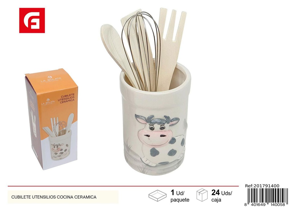 Cubilete de utensilios de cocina de cerámica - Utensilios de cocina y cubiertos