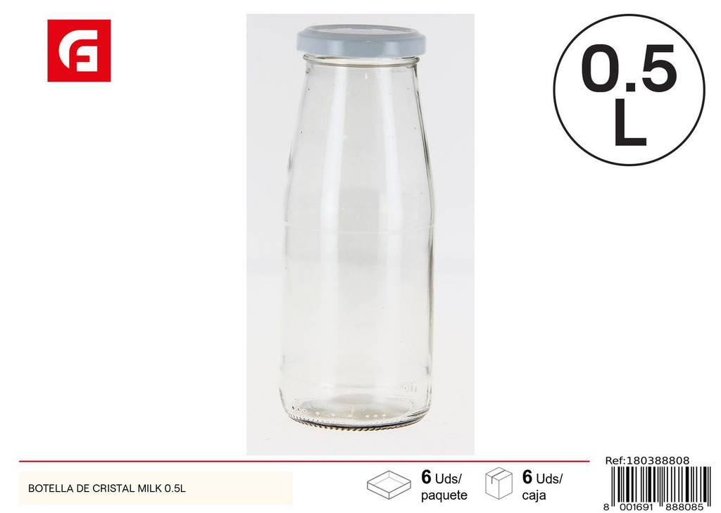 Botella de cristal Milk 0.5L - Envases de vidrio
