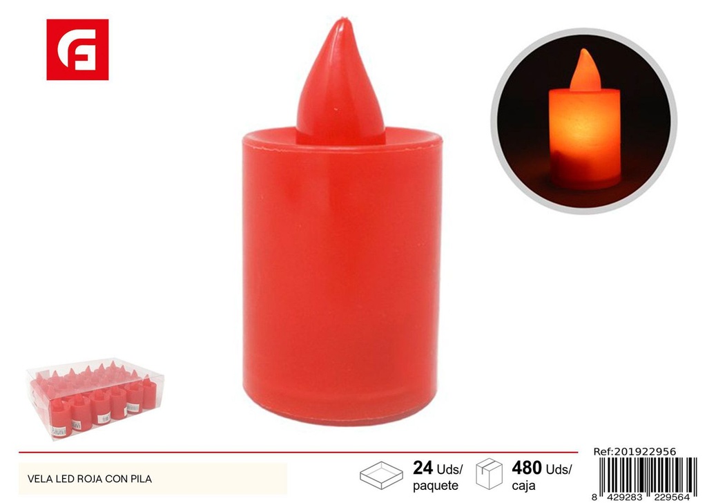 Vela LED roja con pila - Ambientadores y velas de luz