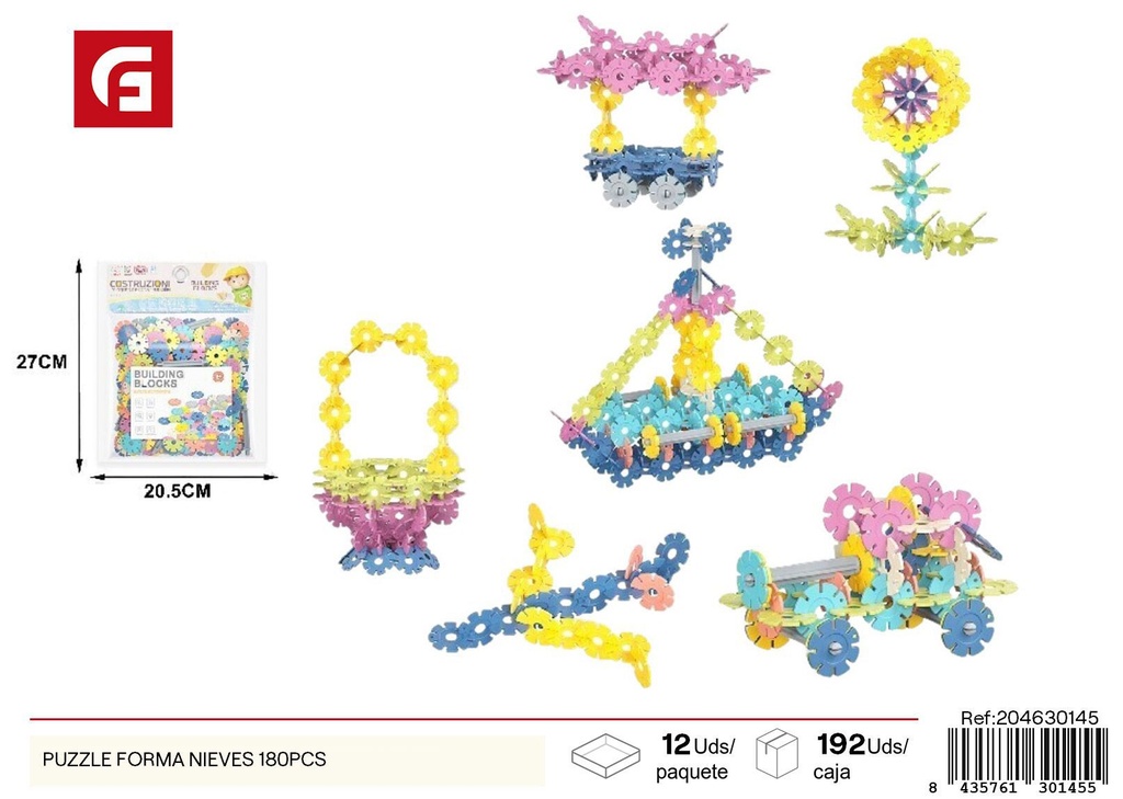 Puzzle de forma de nieve 180 piezas con letras - Juguetes educativos y rompecabezas
