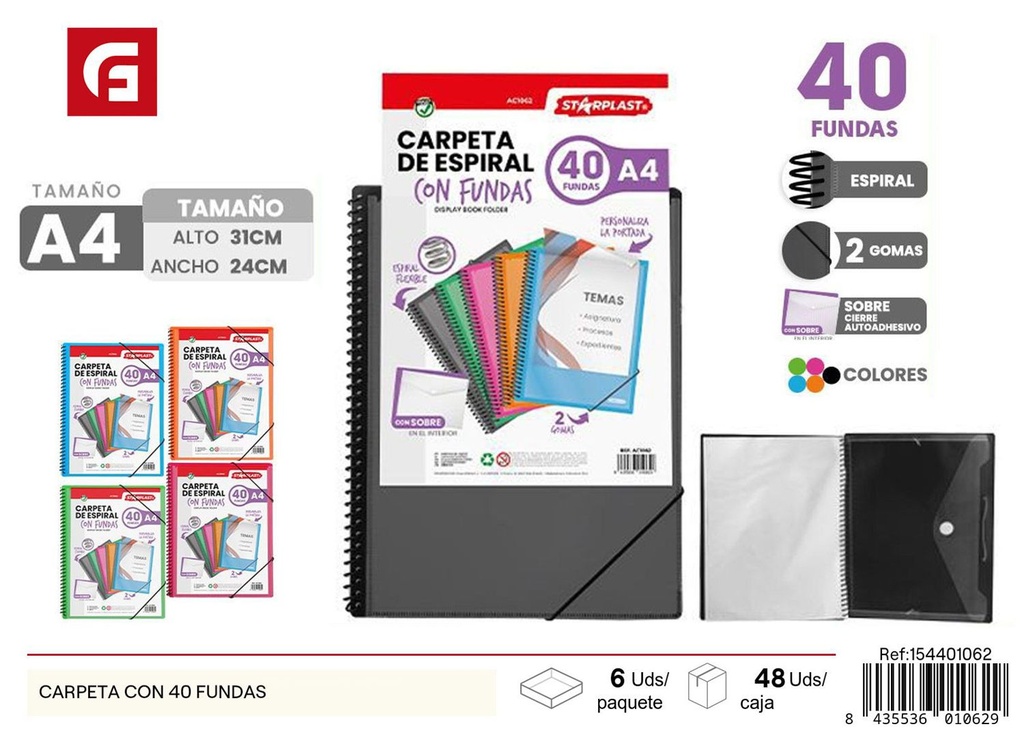 Carpeta con 40 fundas - Material de oficina y organización