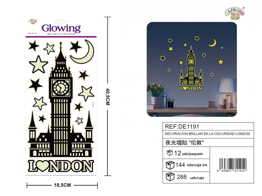 Decoración brillar en la oscuridad Londres 18.5x40.5 cm - Artículos de decoración