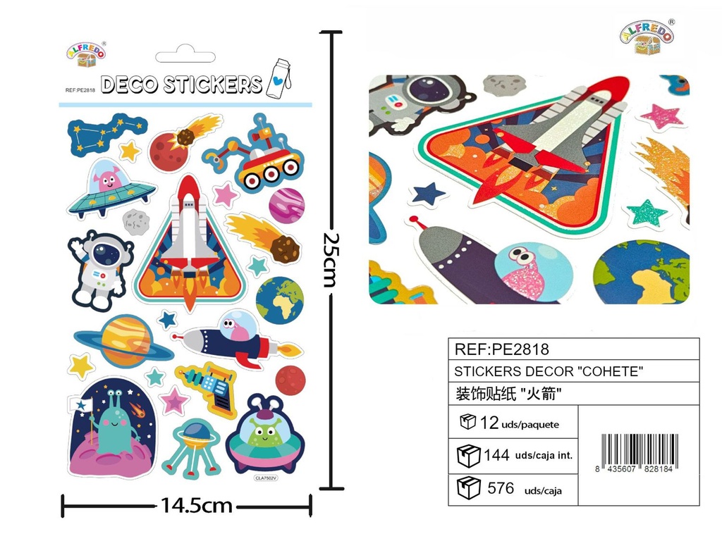 Stickers decor "cohete" 14.5x25 cm - Artículos decorativos 