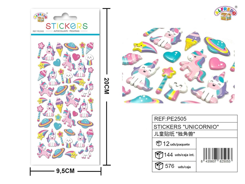 Stickers "unicornio" 9.5x20 cm - Pegatinas infantiles