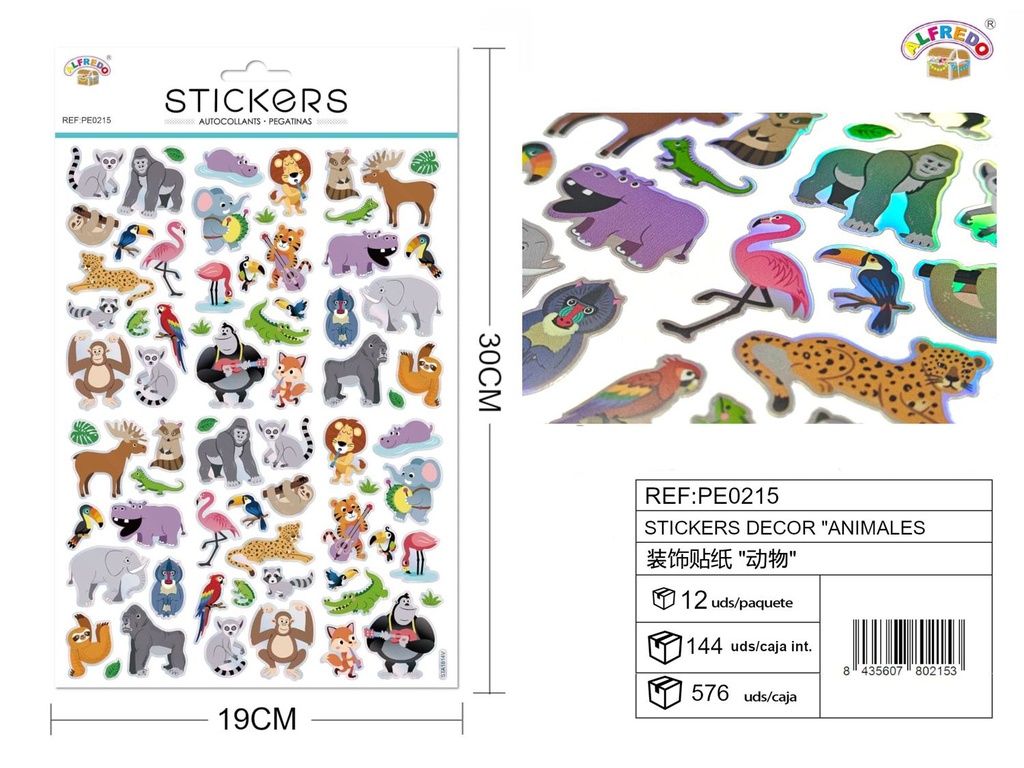 Stickers decorativos "Animales" 19x30 cm - Pegatinas infantiles creativas
