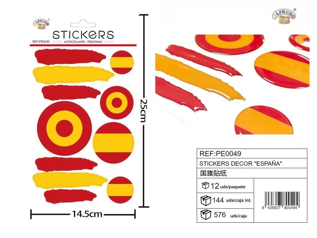 Stickers decorativos "España" 14x21 cm - Pegatinas de banderas