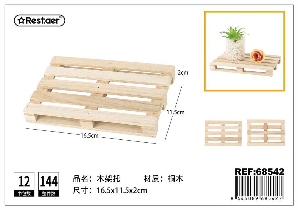 Soporte de madera de paulownia 16.5x11.5x2 cm - Artículos de regalo y decoración