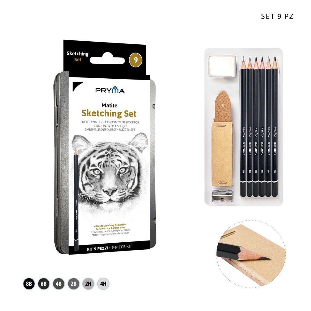 Set de lápices de dibujo 9 piezas - Artículos de bellas artes