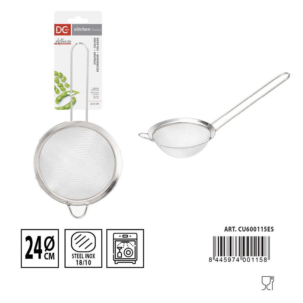 Colador redondo de acero inoxidable 24 cm - Utensilios de cocina