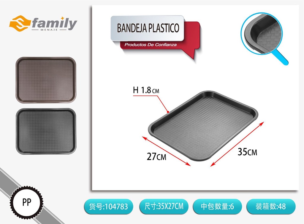 Bandeja de plástico 35x27 cm - Utensilios de cocina y bandejas