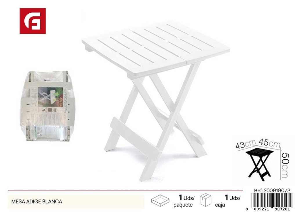 Mesa de plástico Adige blanca - Muebles de jardín